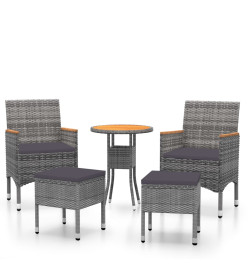 Salon de jardin 5 pcs Résine tressée Gris