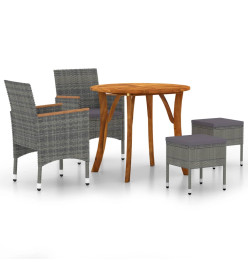 Ensemble de salle à manger de jardin 5 pcs Gris