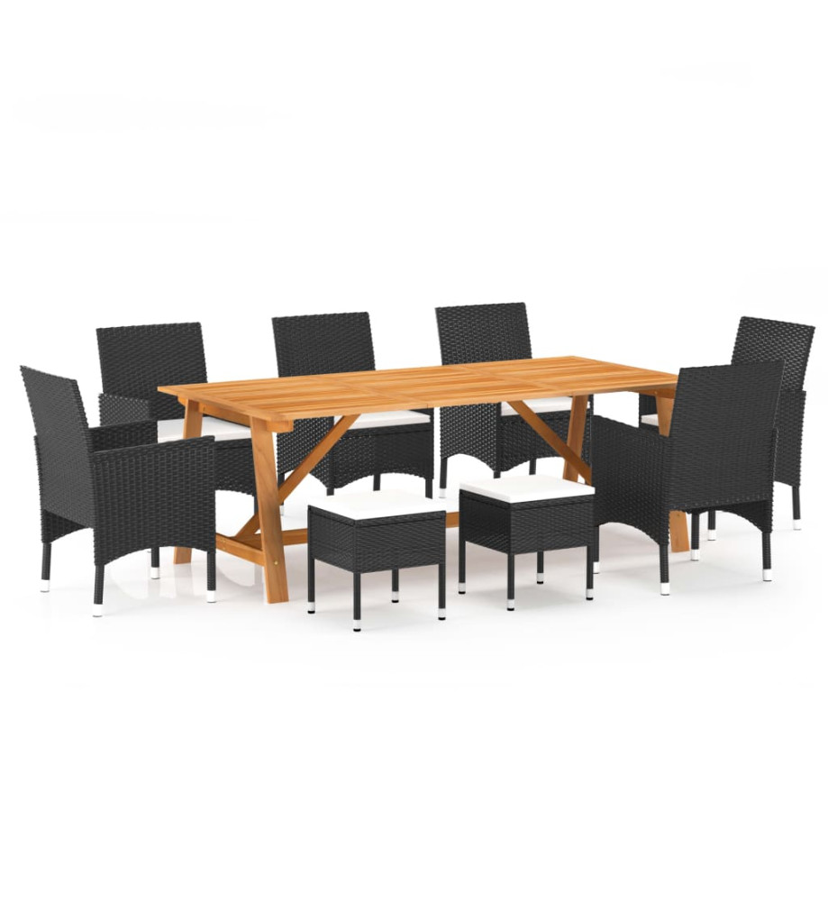 Ensemble de salle à manger de jardin 9 pcs Noir Ensemble de salle à manger de jardin 9 pcs Noir