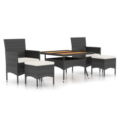 Ensemble à dîner de jardin 5 pcs Résine tressée et acacia Noir