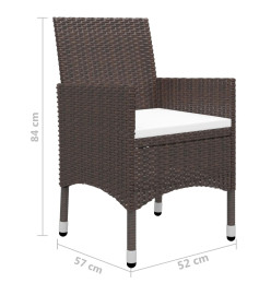 Ensemble de salle à manger de jardin 5 pcs Marron