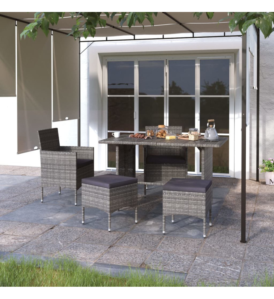 Jeu de chaise et tabouret de jardin 4 pcs Résine tressée Gris Jeu de chaise et tabouret de jardin 4 pcs Résine tressée Gris