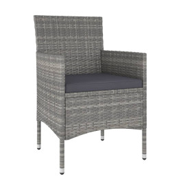 Jeu de chaise et tabouret de jardin 4 pcs Résine tressée Gris