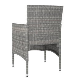 Jeu de chaise et tabouret de jardin 4 pcs Résine tressée Gris