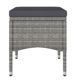 Jeu de chaise et tabouret de jardin 4 pcs Résine tressée Gris
