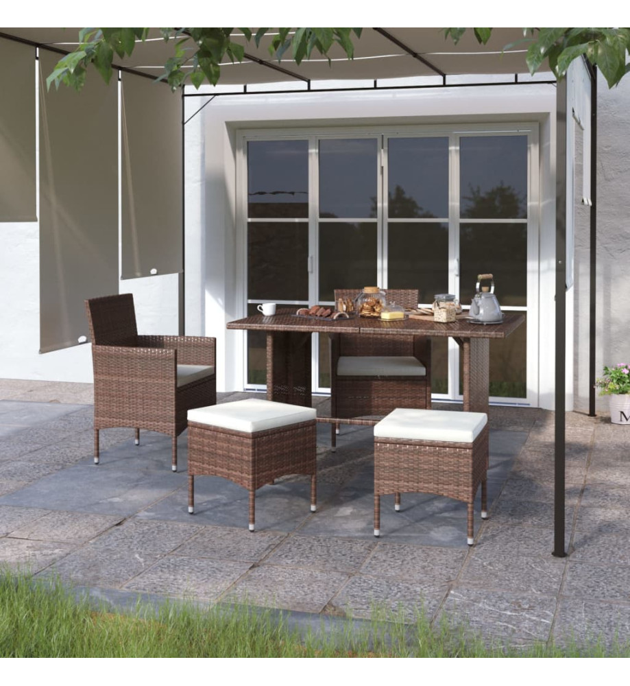 Jeu de chaise et tabouret de jardin 4 pcs Résine tressée Marron Jeu de chaise et tabouret de jardin 4 pcs Résine tressée Marron