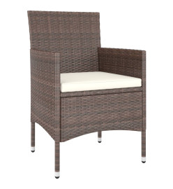 Jeu de chaise et tabouret de jardin 4 pcs Résine tressée Marron