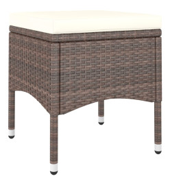 Jeu de chaise et tabouret de jardin 4 pcs Résine tressée Marron