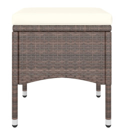 Jeu de chaise et tabouret de jardin 4 pcs Résine tressée Marron