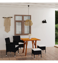 Ensemble de salle à manger de jardin 5 pcs Noir