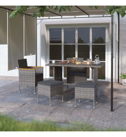 Jeu de chaise et tabouret de jardin 4 pcs Résine tressée Gris