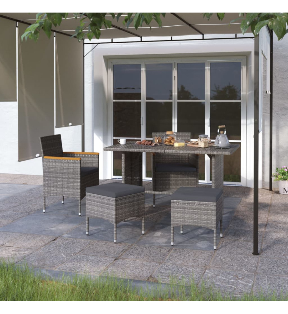 Jeu de chaise et tabouret de jardin 4 pcs Résine tressée Gris Jeu de chaise et tabouret de jardin 4 pcs Résine tressée Gris
