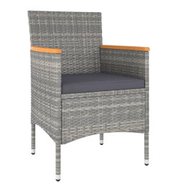Jeu de chaise et tabouret de jardin 4 pcs Résine tressée Gris