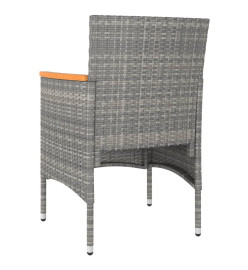 Jeu de chaise et tabouret de jardin 4 pcs Résine tressée Gris