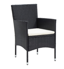 Ensemble de bistro 5 pcs Résine tressée et verre trempé Noir