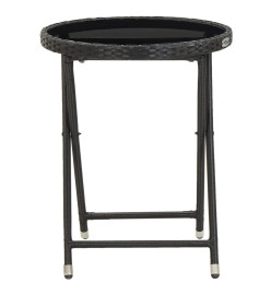 Ensemble de bistro 5 pcs Résine tressée et verre trempé Noir