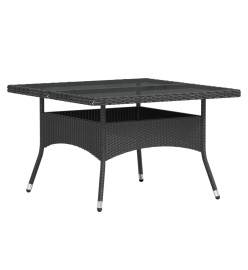 Meubles dîner jardin 5 pcs Résine tressée et verre trempé Noir