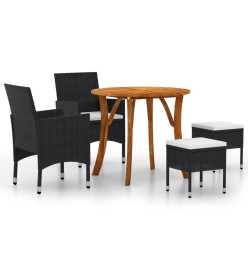 Ensemble de salle à manger de jardin 5 pcs Noir
