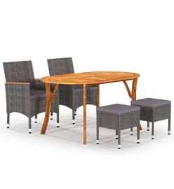 Ensemble de salle à manger de jardin 5 pcs Gris