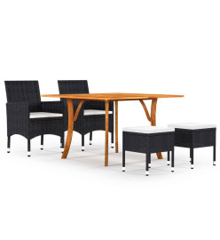 Ensemble de salle à manger de jardin 5 pcs Noir