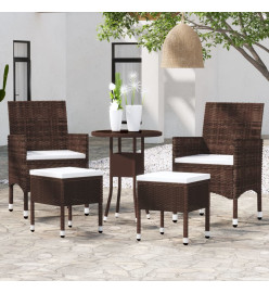 Salon de jardin 5 pcs Résine tressée Marron