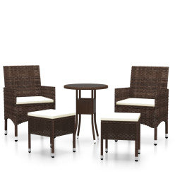 Salon de jardin 5 pcs Résine tressée Marron