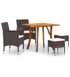 Ensemble de salle à manger de jardin 5 pcs Marron