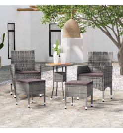 Salon de jardin 5 pcs Résine tressée Gris