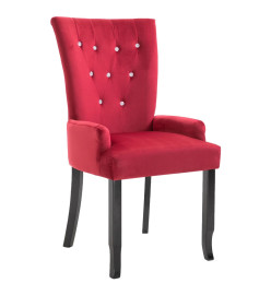 Chaise de salle à manger avec accoudoirs Rouge Velours