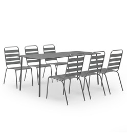 Ensemble de salle à manger de jardin 7 pcs Acier Gris foncé