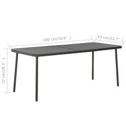 Ensemble de salle à manger de jardin 7 pcs Acier Gris foncé