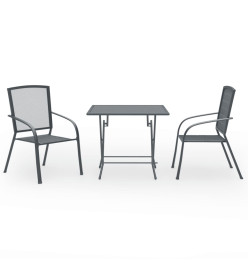 Ensemble de salle à manger de jardin 3 pcs Acier Anthracite