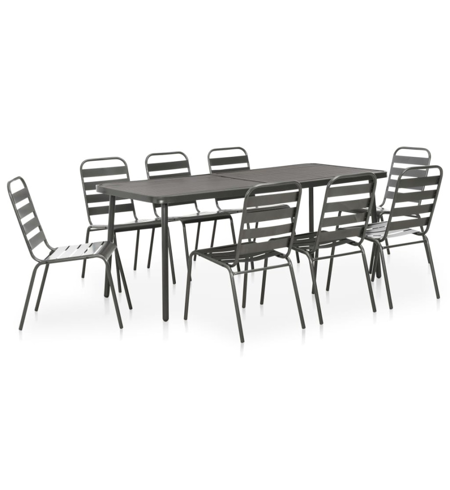 Mobilier de salle à manger d'extérieur 9 pcs Acier Gris foncé Mobilier de salle à manger d'extérieur 9 pcs Acier Gris foncé