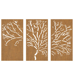 Décorations murales jardin 3 pcs 105x55 cm design d'arbre acier