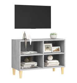 Meuble TV avec pieds en bois massif Sonoma gris 69,5x30x50 cm