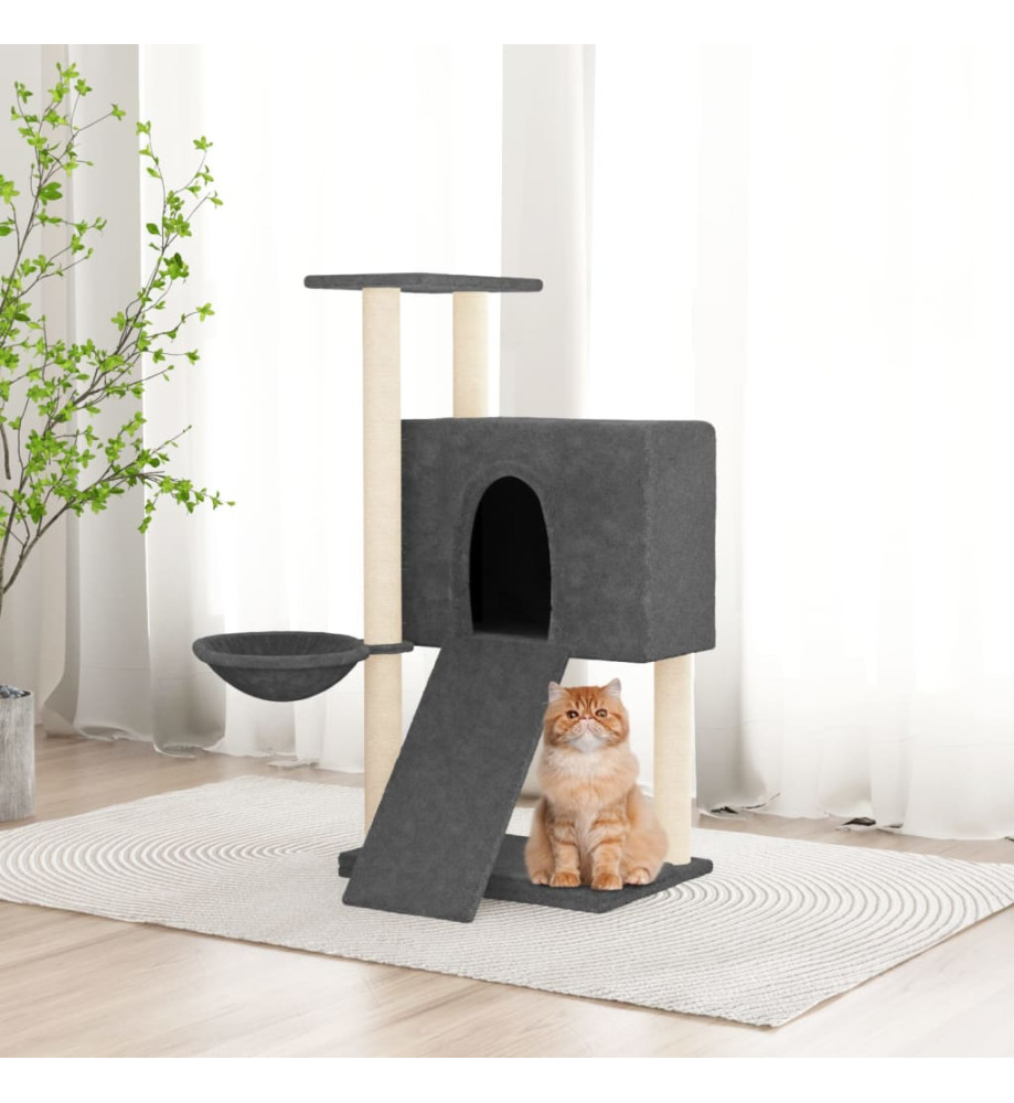 Arbre à chat avec griffoirs en sisal Gris foncé 96 cm