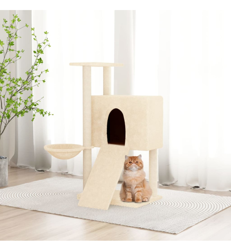 Arbre à chat avec griffoirs en sisal Crème 96 cm