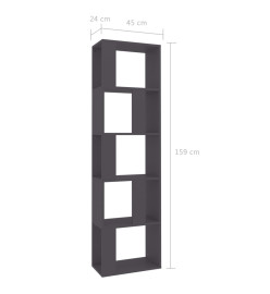 Bibliothèque/Séparateur de pièce Gris 45x24x159 cm Aggloméré