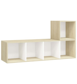 Ensemble de meuble TV 2 pcs Blanc et chêne sonoma Aggloméré