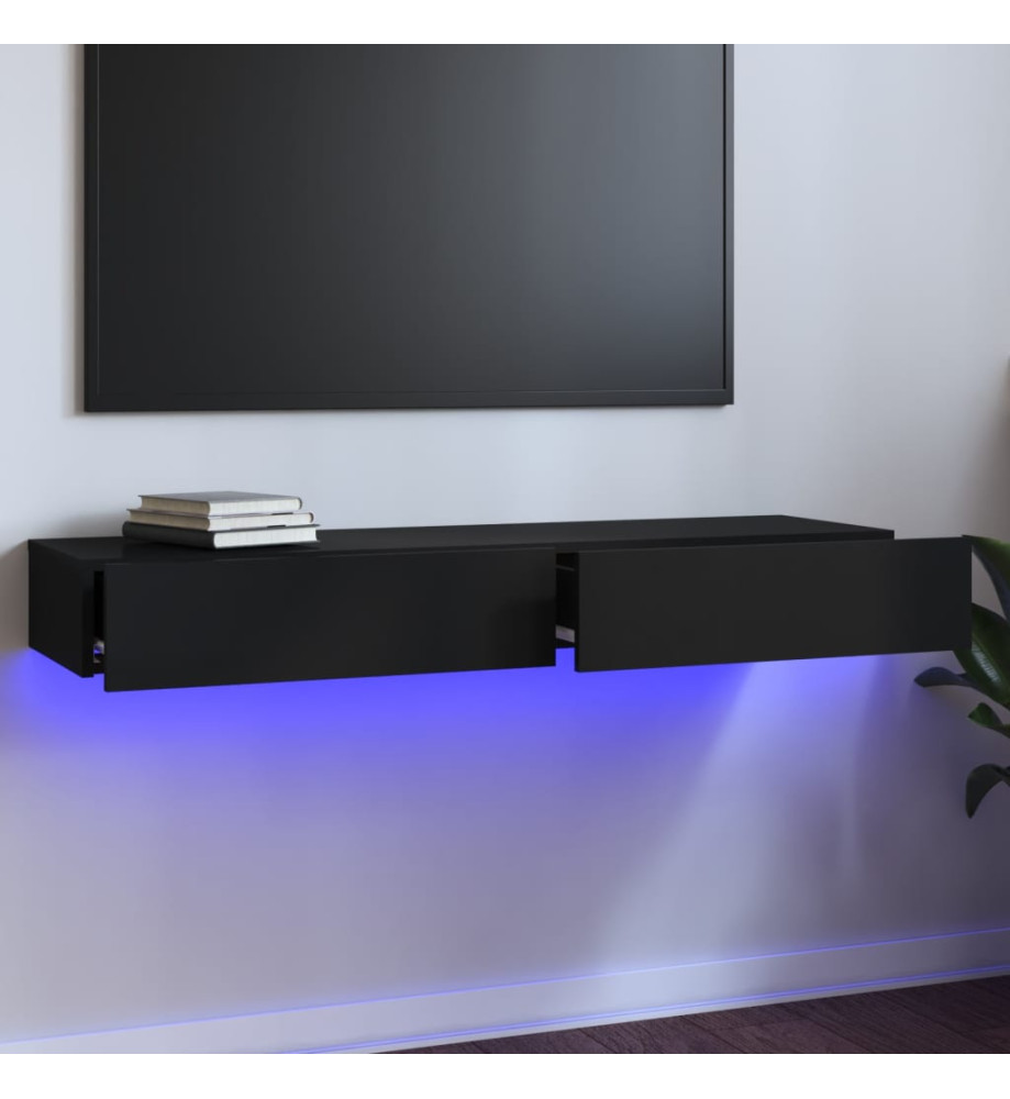 Meuble TV avec lumières LED Noir 120x35x15,5 cm