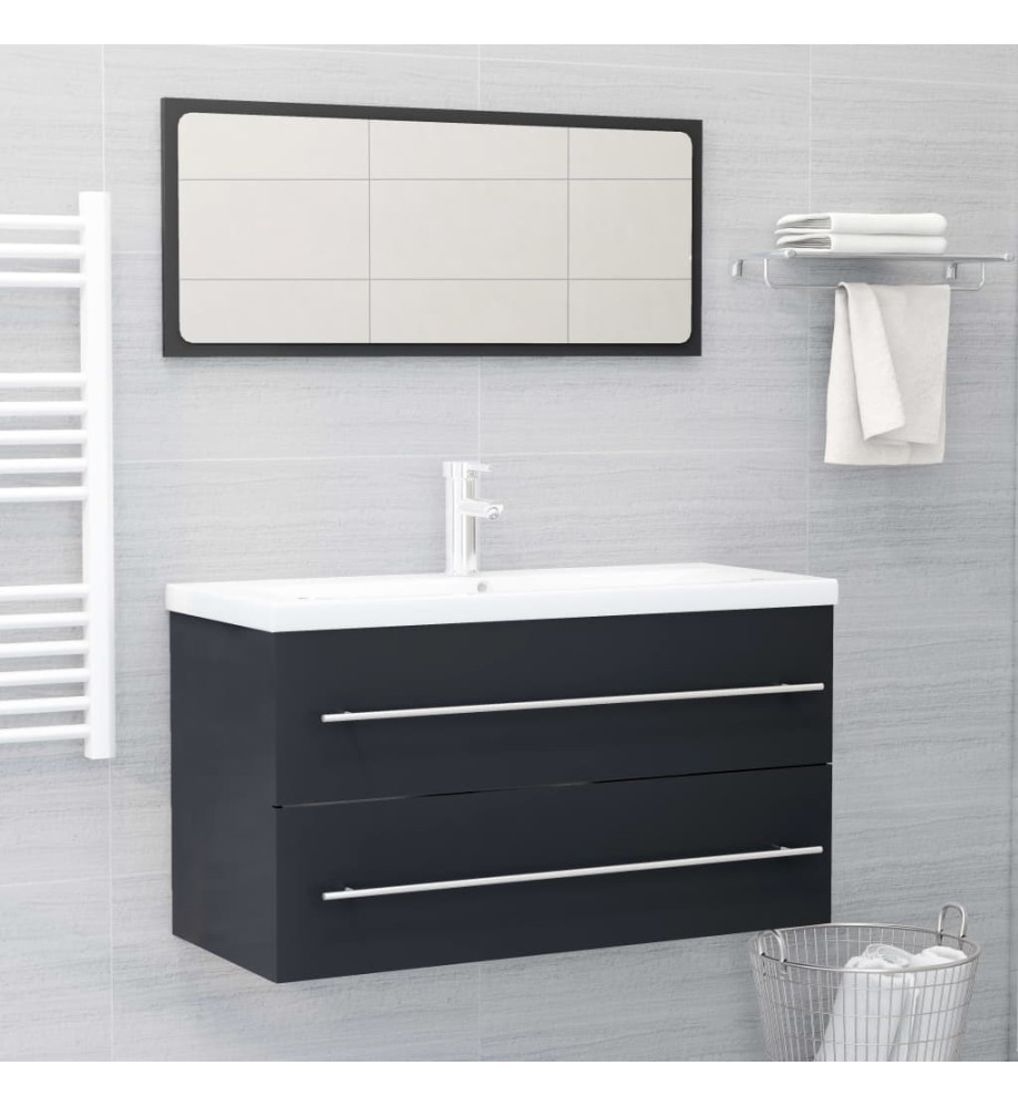 Ensemble de meubles de salle de bain 2 pcs Gris Aggloméré