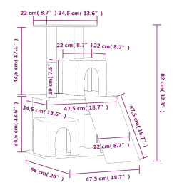 Arbre à chat avec griffoirs en sisal Crème 82 cm