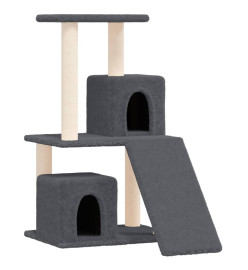 Arbre à chat avec griffoirs en sisal Gris foncé 82 cm