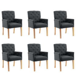 Chaises à manger avec accoudoirs lot de 6 gris tissu