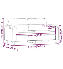 Canapé à 2 places Crème 140 cm Tissu microfibre