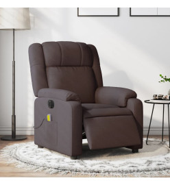 Fauteuil de massage inclinable électrique Marron foncé Tissu