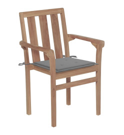 Chaises de jardin empilables avec coussins 8 pcs Teck solide