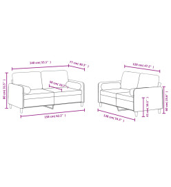 Ensemble de canapés 2 pcs avec coussins jaune velours