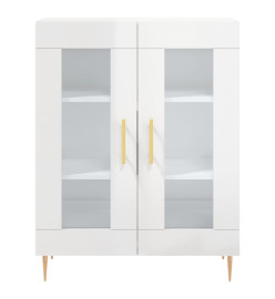 Buffet haut Blanc brillant 69,5x34x180 cm Bois d'ingénierie