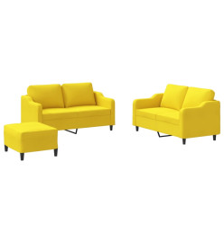 Ensemble de canapés 3 pcs avec coussins Jaune clair Tissu